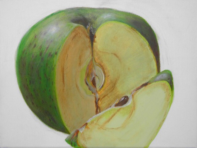 Lydie Rousseau-Porchez (Breuil  Saint Clair sur Epte) en 2015  la pomme,