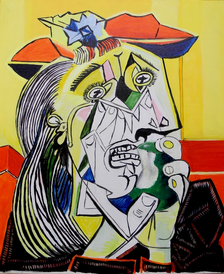 "La femme qui pleure au chapeau rouge" (1935) de Pablo Picasso Interprtation Pommes par Cathy Lepeltier de Martagny La Rouge Mare 27150