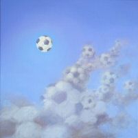 DSCN0571.JPG peinture Pierre Marcel sur l'actualit mondiale juin 2014, la coupe du monde du football au Brsil : Lune et ciel football