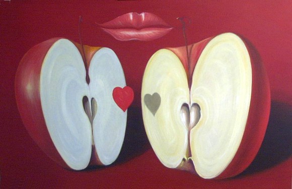 sourire fruit avec deux pommes de Valentine