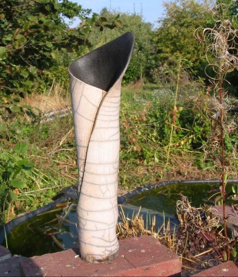 Vase raku blanc, Jacky Merigeau