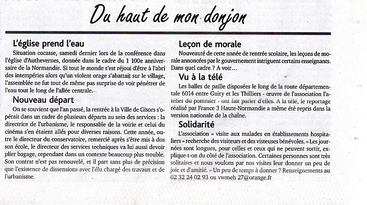 LImpartial jeudi 8 septembre 2011 Vu  la tl Les balles de paille disposes le long de la route dpartementale 6014 entre Guiry et les Thilliers l'oeuvre de lassociation lAtelier du Pommier 